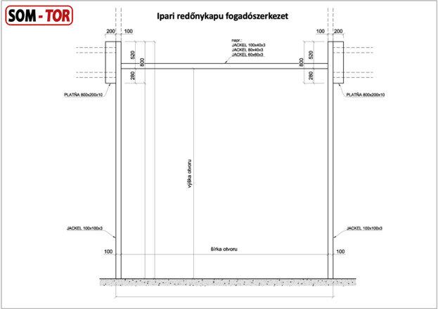 Ipari redőnykapu fogadószerkezet
